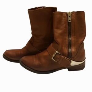 ALDO Leather Cognac Western Calf-length Boots  (US 7.5 / EU 38)